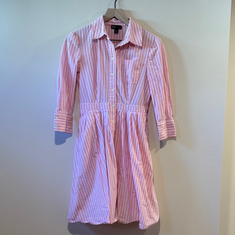 JNY‎ Pink Striped Shirt Dress size 4